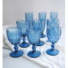 wedding drink luxury thick wine glass water cup set thick amber brown wine glass blue for party bar